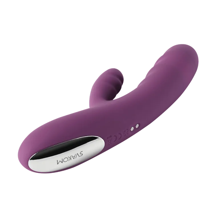 Svakom rabbit vibrator i dyb lilla – ergonomisk design med dobbelte motorer og silkeblød silikone for intens og stilfuld nydelse