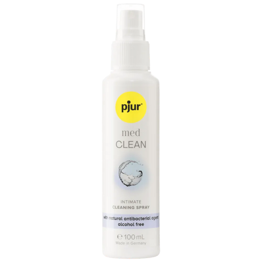 Pjur Med Clean i hvid 100 ml sprayflaske – alkoholfri intim rengøringsspray med naturlig antibakteriel virkning til sexlegetøj og hudpleje