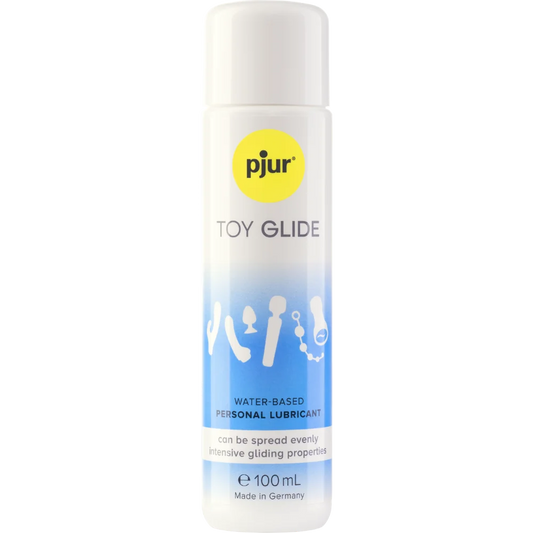 Pjur Toy Glide 100ml – vandbaseret glidecreme udviklet specielt til brug med erotisk legetøj. Let at fordele, intens glid og skånsom mod materialer og hud. Produceret i Tyskland.