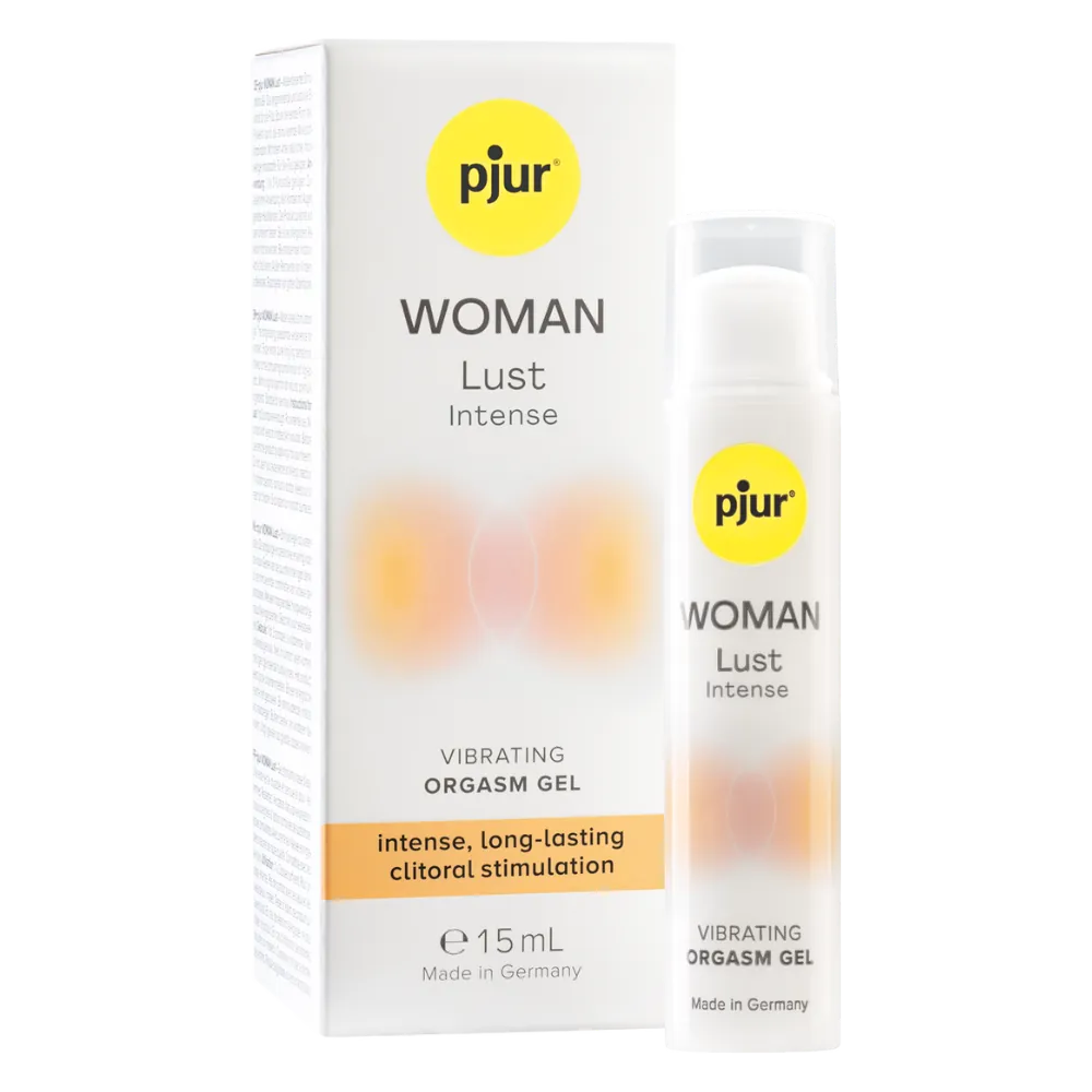 Pjur Woman Lust Intense orgasmegel til kvinder, designet til intens og langvarig klitorisstimulering. Elegant 15 ml pumpeflaske og diskret emballage, ideel til sensuel nydelse og intim wellness.
