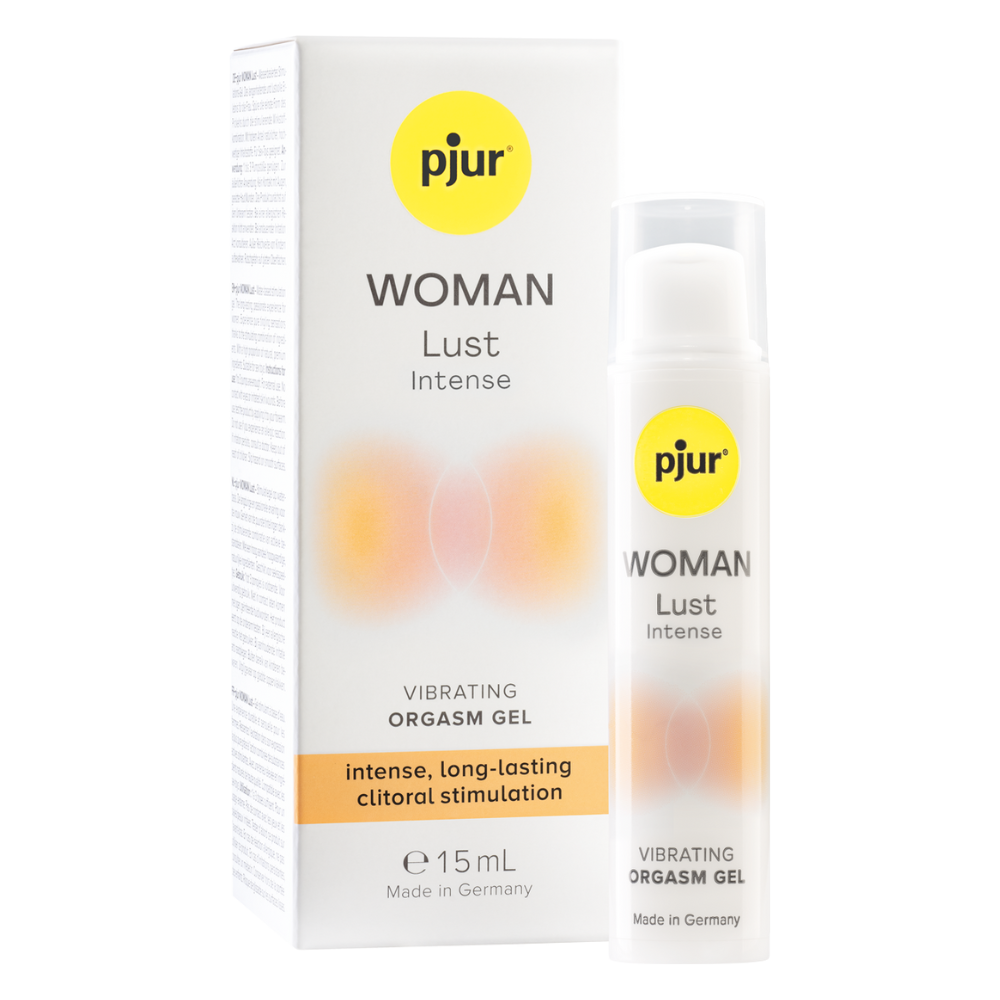 Pjur Woman Lust Intense orgasmegel til kvinder, designet til intens og langvarig klitorisstimulering. Elegant 15 ml pumpeflaske og diskret emballage, ideel til sensuel nydelse og intim wellness.