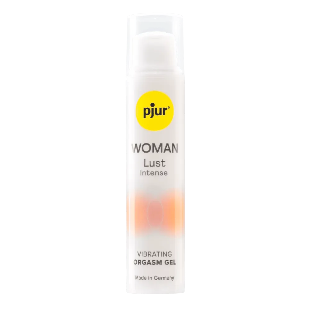 pjur WOMAN Lust Intense orgasmegel i elegant flaske, udviklet til kvinder. Stimulerende formel med vibrerende effekt, skabt til intens nydelse og øget følsomhed ved intime øjeblikke.