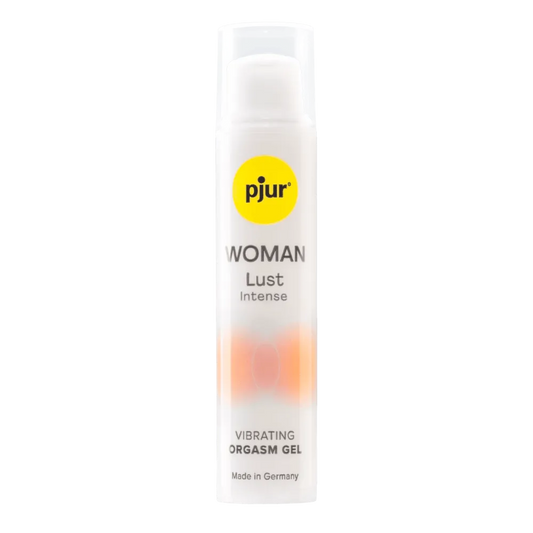 pjur WOMAN Lust Intense orgasmegel i elegant flaske, udviklet til kvinder. Stimulerende formel med vibrerende effekt, skabt til intens nydelse og øget følsomhed ved intime øjeblikke.