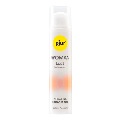 pjur WOMAN Lust Intense orgasmegel i elegant flaske, udviklet til kvinder. Stimulerende formel med vibrerende effekt, skabt til intens nydelse og øget følsomhed ved intime øjeblikke.