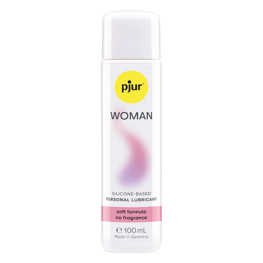 Pjur Woman silikonebaseret glidecreme i 100 ml flaske. Skånsom, parfumefri og plejende formel udviklet til sensitiv hud. Ideel til intim wellness, giver langvarig blødhed og silkeglat nydelse.