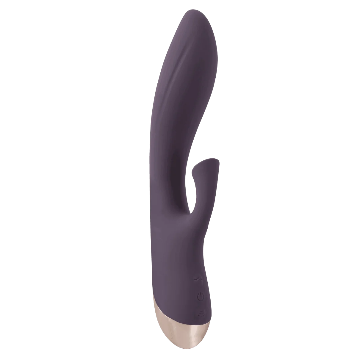 Lilla intimprodukt med buet design og fleksibel ekstern stimulator. Fremstillet i silkeblød silikone og skabt til samtidig indre og ydre stimulation. Elegant detalje i gyldent look i bunden.