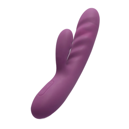 Vibrerende rabbit vibrator til kvinder – luksuriøs design med rillet struktur og klitorisarm for intens nydelse og stimulering.