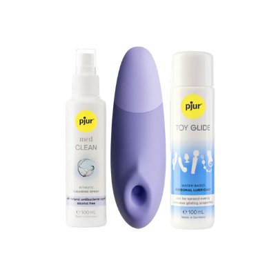 Womanizer Enhance bundle med Pjur Toy Glide og Pjur Clean Spray – komplet intimpakke til sanselig variation, silkeblød glideevne og tryg rengøring. En stilfuld løsning samlet i én pakke for moderne wellness.